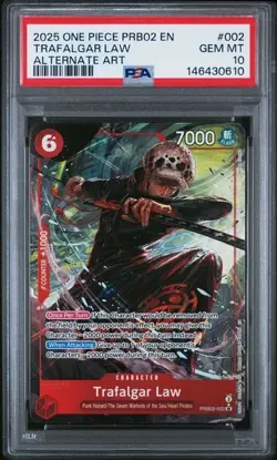 ONE PIECE TRAFALGAR LAW 2025 PRB02-CARD THE BEST- VOL.2 #002 ALT ART PSA 10 - Image 1