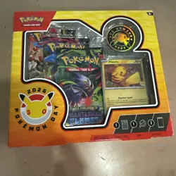 Pokemon Day 2026 Collection Box Pikachu Promo Card Coin 3 Booster Packs - Image 1