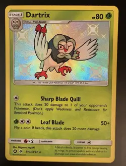 Dartrix SV3/SV94 Pokemon Hidden Fates Sun & Moon Shiny Vault Holo Card NM - Image 1