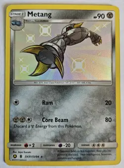 Metang SV31/SV94 Pokemon Hidden Fates Sun & Moon Shiny Rare Card NM - Image 1