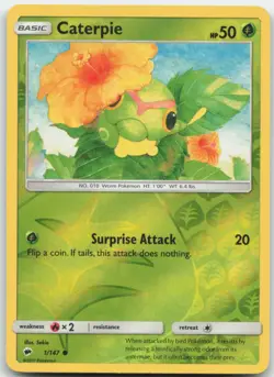 Caterpie 1/147 Reverse Holo SM - Burning Shadows Pokemon Card NM - Image 1