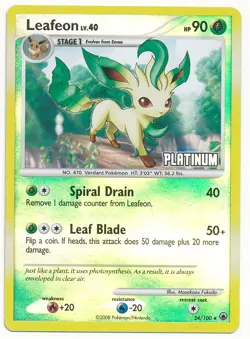 2008 POKEMON DIAMOND & PEARL PLATINUM MAJESTIC DAWN LEAFEON HOLO #24/100 - Image 1