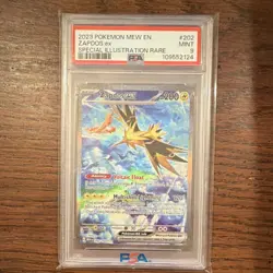 Pokemon Zapdos ex Mew EN Special Illustration Rare Holo #202/165 PSA 9 Mint - Image 1