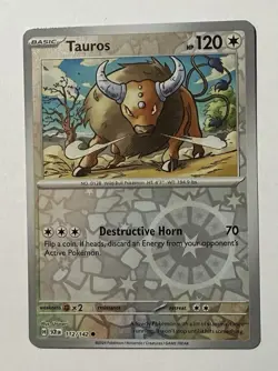 Tauros Common SV07: Stellar Crown 112/142 NM SCR Reverse Holo Pokemon - Image 1