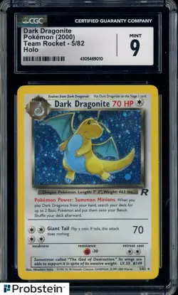2000 Pokemon Team Rocket #5/82 Dark Dragonite Holo CGC 9 MINT - Image 1