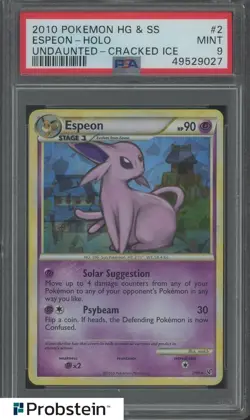 2010 Pokemon HG & SS Undaunted Cracked Ice #2 Espeon Holo PSA 9 MINT - Image 1