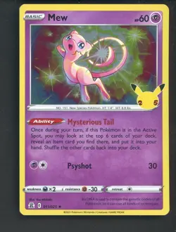 Pokemon TCG Celebrations 011/025 Mew Holo Rare - Image 1