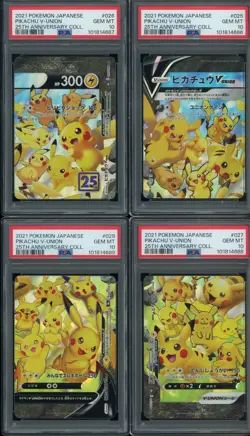 Lot of (4) 2021 Pokemon SWSH BSP Celebrations Pikachu V-Union Set PSA 10 - Image 1