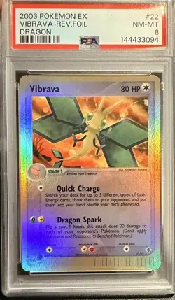 2003 Pokemon EX Dragon Vibrava Reverse Foil Holo E-Reader #22/97 NM PSA 8 - Image 1