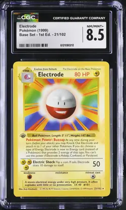 Electrode #21 1999 Pokemon Base Set 1st Edition Shadowless Non Holo CGC 8.5 - Image 1
