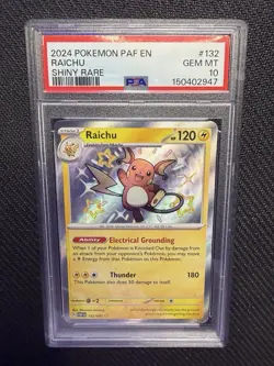 Pokemon Raichu SV: Paldean Fates Shiny Rare Holo 132/091 2024 PSA 10 - Image 1
