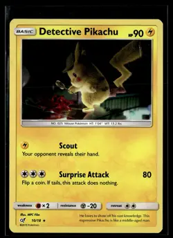 Detective Pikachu 10/18 Detective Pikachu Rare Pokemon - Image 1