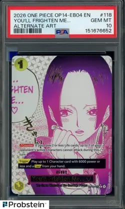 2026 One Piece OP14-EB04 EN Alternate Art #118 You'll Frighten Me PSA 10 - Image 1