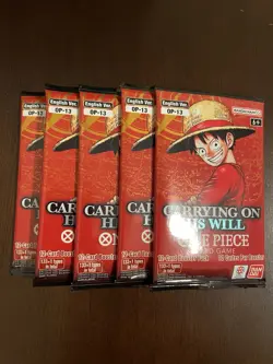 One Piece Carrying On His Will OP-13 Five 5 Booster Packs Lot English B - Image 1