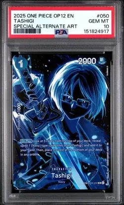 ONE PIECE TASHIGI 2025 OP12-LEGACY OF THE MASTER #050 SPECIAL ALT ART PSA 10 - Image 1