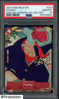 2024 One Piece English Version 1st Anniversary #010 Franky PSA 10 GEM MINT - Image 1