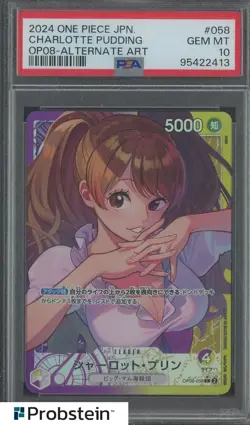 2024 One Piece Japanese OP08 Alternate Art #058 Charlotte Pudding PSA 10 - Image 1