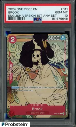2024 One Piece English Version 1st Anniversary #011 Brook PSA 10 GEM MINT - Image 1