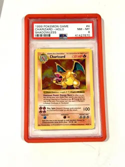 Pokemon PSA 8 MINT Charizard Shadowless Base Set 1999 Holo Card 4/102 new cert - Image 1