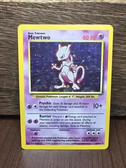 Pokemon Mewtwo TCG Base Set Holo Rare Card 10/102 MP Condition - Image 1