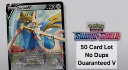 Pokemon Sword and Shield 50 Card Lot No Duplicates NM/M Guaranteed V - Image 1