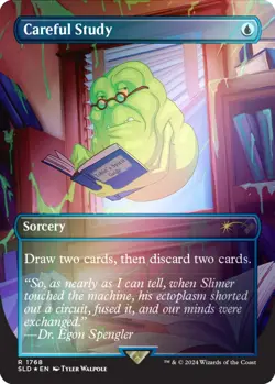 MTG Careful Study 1768 Rare Foil Borderless Secret Lair Drop Ghostbusters - Image 1