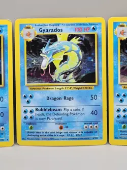 Pokemon Base Set Gyarados (3) Holo Rare's 6/102 HP 💧 - Image 3