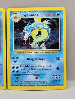 Pokemon Base Set Gyarados (3) Holo Rare's 6/102 HP 💧 - Image 4