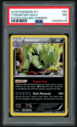 2016 POKEMON TYRANITAR-HOLO FCO-'17 KNOCK OUT COLLEC. XY FATES COLLIDE #56 PSA 7 - Image 1