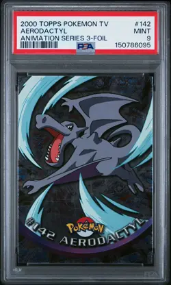 2000 TOPPS POKEMON TV ANIMATION SERIES 3 142 AERODACTYL FOIL PSA 9 - Image 1