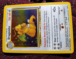 NINTENDO GAME POKEMON DRAGONITE FOSSIL 4 HOLO UNLIMITED NAKED CARD IN PLASTIC PA - Image 2