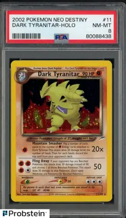 2002 Pokemon Neo Destiny #11 Dark Tyranitar Holo PSA 8 NM-MT - Image 1
