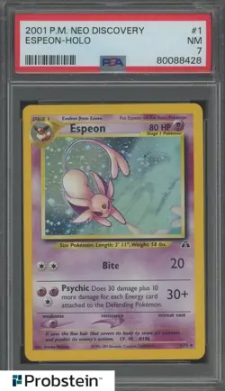 2001 Pokemon Neo Discovery #1 Espeon Holo PSA 7 NM - Image 1