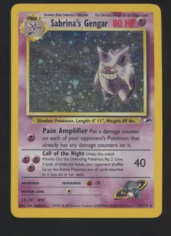 2000 Pokemon Gym Heroes #14 Sabrina's Gengar Holo Rare w/ Swirl VG - Image 1