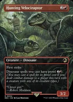 MTG Hunting Velociraptor Borderless NM The Lost Caverns of Ixalan LCI - Image 1