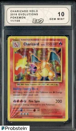 2016 Pokemon Evolutions #11/108 Charizard Holo Graded GEM MINT 10 - Image 1