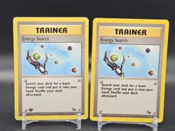 (2) Energy Search 59/62 Common Fossil Pokemon 1st Edition MP (One Unlimited) - Image 1