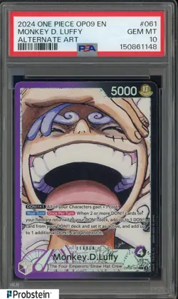 2024 One Piece OP09 EN Alternate Art #061 Monkey D Luffy PSA 10 GEM MINT - Image 1