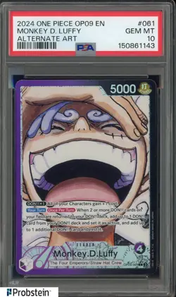 2024 One Piece OP09 EN Alternate Art #061 Monkey D Luffy PSA 10 GEM MINT - Image 1