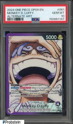 2024 One Piece OP09 EN Alternate Art #061 Monkey D Luffy PSA 10 GEM MINT - Image 1