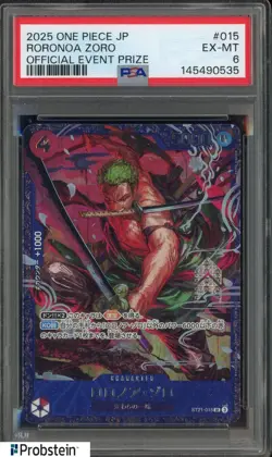 2025 One Piece Japanese Official Event Prize #015 Roronoa Zoro PSA 6 - Image 1