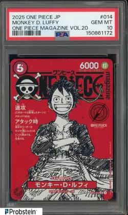2025 ONE PIECE JPN PROMOS ONE PIECE MAGAZINE VOL.20 #014 MONKEY D. LUFFY PSA 10 - Image 1