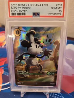 2025 Disney Lorcana EN 9 Enchanted #231 Mickey Mouse PSA 10 GEM MINT - Image 1