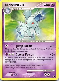 Nidorina 73/111 Regular Rising Rivals Pokemon TCG CCG Nintendo Common 2009 - Image 1