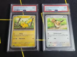 Pokemon Together Stamped Pikachu #025 & Eevee #133 PSA 9 MINT SEQUENTIAL 151 MEW - Image 1