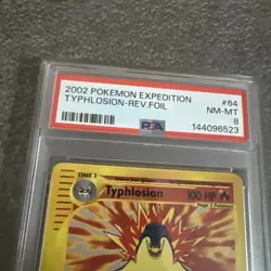 2002 POKEMON EXPEDITION #64 TYPHLOSION-REVERSE FOIL PSA 8 - Image 2
