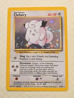 Clefairy 005/102 Base Set Unlimited Holo Rare English LP 1999 Pokemon TCG - Image 1