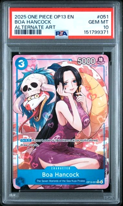 ONE PIECE BOA HANCOCK 2025 OP13-CARRYING ON HIS WILL #051 ALTERNATE ART PSA 10 - Image 1
