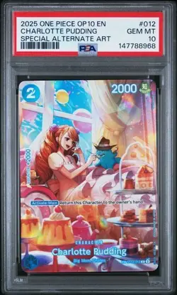 ONE PIECE CHARLOTTE PUDDING 2025 OP10-ROYAL BLOOD #012 SPECIAL ALT ART PSA 10 - Image 1
