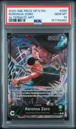 2025 ONE PIECE RORONOA ZORO ALTERNATE ART OP12-LEGACY OF THE MASTER #020 PSA 10 - Image 1